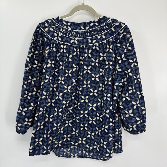 J Jill XL PureJill Limited Edition Elements Collection Blue Floral Boho Pullover - Picture 10 of 12
